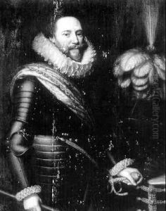 Portrait Of A Man In Armour With His Feathered Helmet (count Attems?) by Jan Anthonisz Van Ravesteyn
