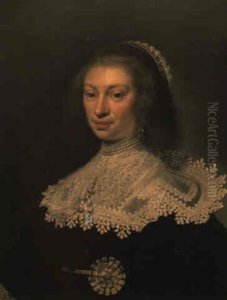 Portrait Of A Lady, Half-length, Wearing A Black Dress - view 1