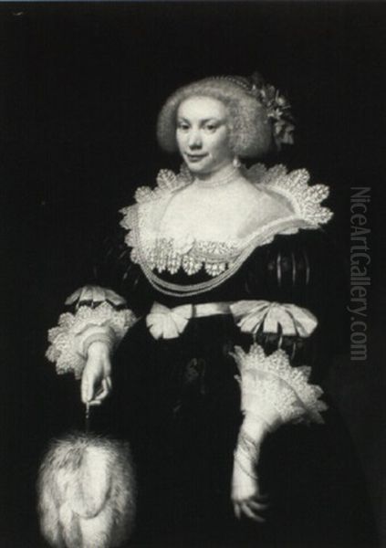 Portrait Of An Elegant Lady Holding A Fan - view 1