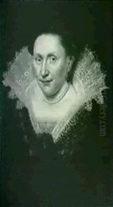 Portrait Of A Woman With An Elaborate Collar by Jan Anthonisz Van Ravesteyn