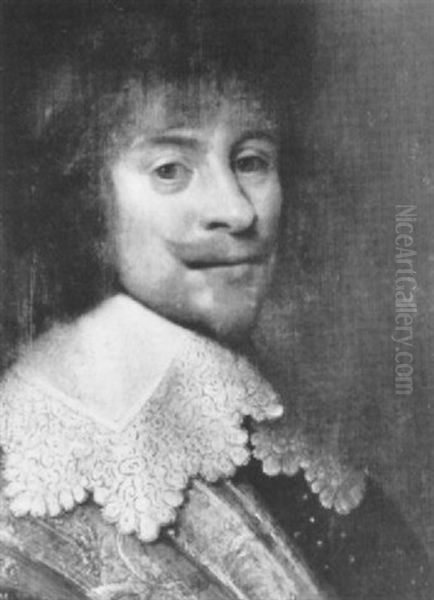 Portrait Of A Soldier, Head And Shoulders, Wearing Armour With A Pink Embroidered Sash - view 1