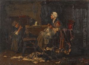 Couturiere Et Fillette Dans Un Interieur Couturiere Et Fillette Dans Un Interieur