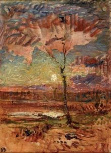 Arbre A Contre-jour Devant Etang De La Levaz, Morestel, Vers 1880 by Auguste Francois Ravier