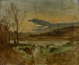 Crepuscule, Etang De L'aleva, Morestel by Auguste Francois Ravier