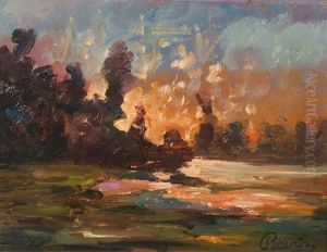 Coucher De Soleil by Auguste Francois Ravier