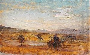 Paysage Au Soleil Couchant by Auguste Francois Ravier