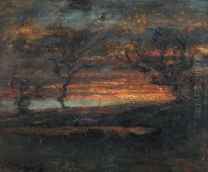 Landschaft Bei Sonnenuntergang by Auguste Francois Ravier