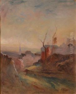Village Au Crepuscule by Auguste Francois Ravier