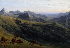 Cattle On A Hillside by Auguste Bonheur