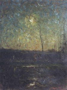 Paysage Au Soleil Couchant by Auguste Francois Ravier