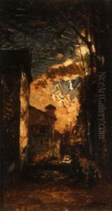 Coucher De Soleil A Morestel by Auguste Francois Ravier
