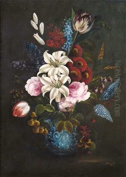 Still Life Of Lilies, Roses And Tulips - view 1
