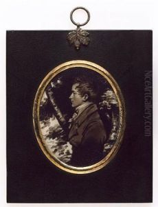 A Young Gentleman, Profile To The Left, Wearing Coat, Waistcoat And Tied Cravat, Woodland Background
