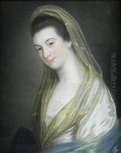 Portrait Of Lady Juliana Penn (1729-1801), Bust-length, In A White Silk Dress And A Blue Wrap by Katherine Read