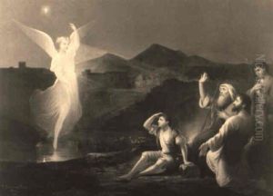 Appearance Of The Angel To The Shepherds, Star Of Bethlehem Above... by Thomas Buchanan Read