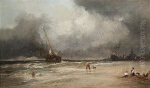 Yarmouth Sand With View Of Yarmouth; Blowing Up For A Stormy Night, Jarvis's Jetty Near The Findborn (pair)