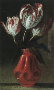 A Still Life Of Tulips In A Portuguese Terracotta Pot by Tommaso Realfonso