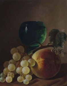 Still Life With Grapes, Peach And Wine Glass by Carducius Plantagenet Ream