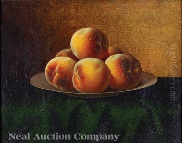 Plate Of Peaches Against A Renaissance Revival Wall-paper - view 1