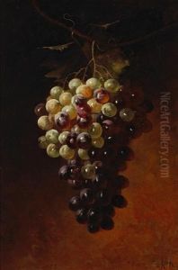 Bunches Of Green And Purple Grapes Hanging On A Vine (pair) by Carducius Plantagenet Ream