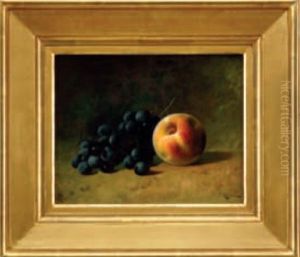 Still Life Of A Peach And Grapes by Carducius Plantagenet Ream