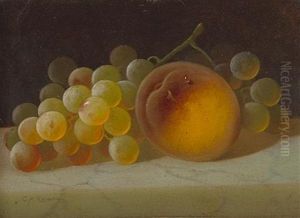 Still Life With A Peach And Grapes (+ Still Life With A Pear And Grapes; Pair) by Carducius Plantagenet Ream