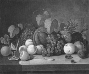 Still Life With Fruit And Wine Glass by Carducius Plantagenet Ream