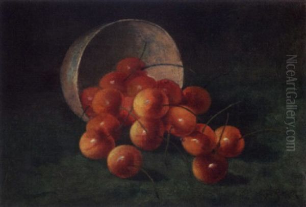 Cherries Spilling From A China Bowl - view 1