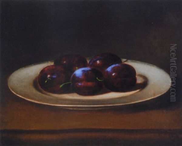 Plums On A Silver Plate - view 1