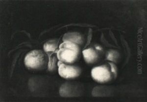 Still Life Of A Branch Of Peaches