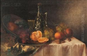 Tabletop Still Life With Fruit And Wine by Morston Constantine Ream