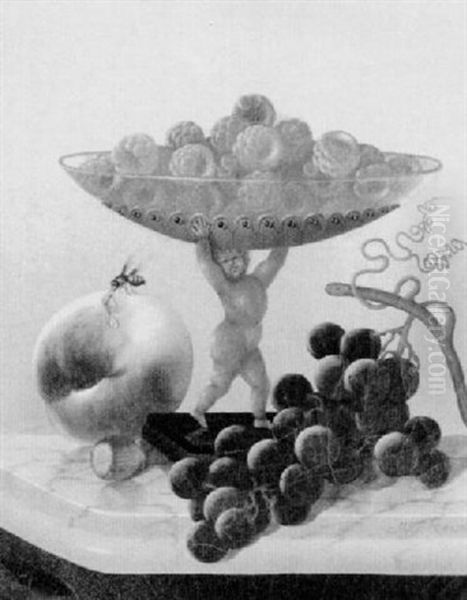 Still Life Of Fruit And A Compote Dish In The Form Of A Putto - view 1