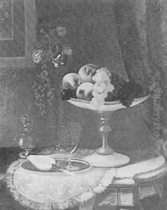 Still Life With Fruit, Flowers And A Glass On A Table
