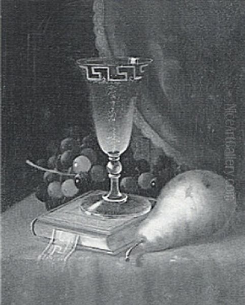 Still Life With Glass Of Wine, Grapes And Book - view 1