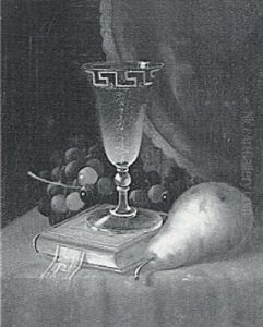 Still Life With Glass Of Wine, Grapes And Book