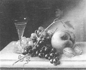 Still Life With Fruit And Glass Of Wine On A Marble Table by Morston Constantine Ream