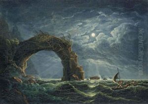 Stormy Seas Around The Arco Di Miseno by Josef Rebell