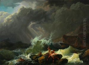 Shipwrecked In The Bay Of Amalfi by Josef Rebell