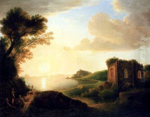 Il Tempio Di Venera E Baia Presso Napoli Al Tramonto Del Sole