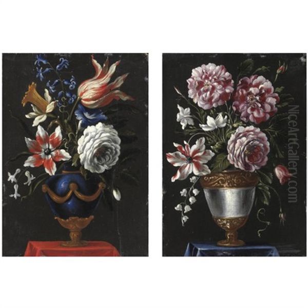 Nature Morte Con Vasi Di Fiori (pair) - view 1