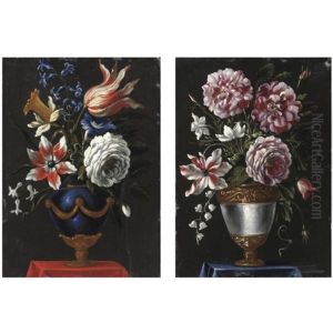 Nature Morte Con Vasi Di Fiori (pair) by Giacomo Recco