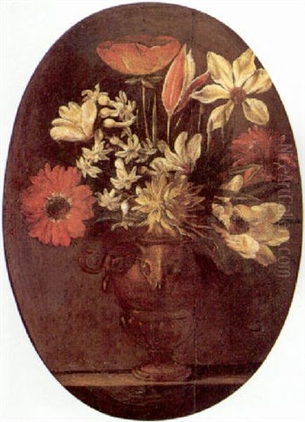 Still Life Of Flowers In A Vase, Decorated With Skulls - view 1