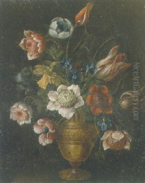 Flowers In A Brass Urn - view 1