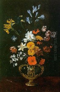 Bouquet De Fleurs Sur Un Entablement