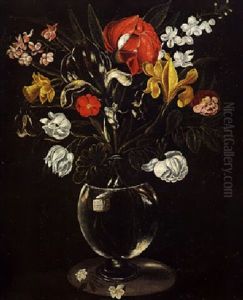 Nature Morte Di Fiori In Vaso De Vetro Nature Morte Di Fiori In Vaso De Vetro