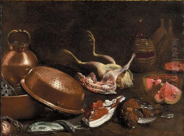 Natura Morta Con Tegami, Pollo E Frutta - view 1