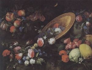Natura Morta Cocn Fiori E Frutta by Giovanni Battista Recco