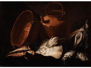 Grosses Stilleben Mit Meeresfischen Und Kupfergefassen by Giuseppe Recco