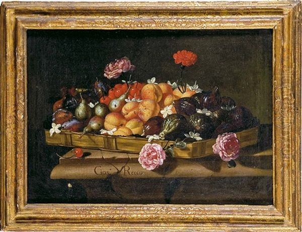 Bodegon Con Bandeja De Frutas Y Flores - view 1