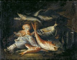 Bodegon Con Pulpo, Sepia, Salmonetes, Mero Y Truchas by Giuseppe Recco
